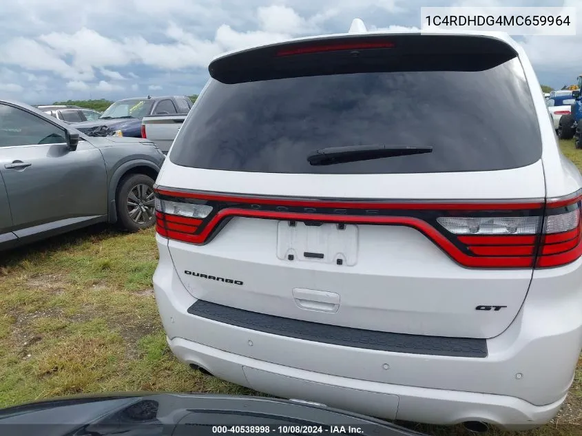 2021 Dodge Durango Gt VIN: 1C4RDHDG4MC659964 Lot: 40538998