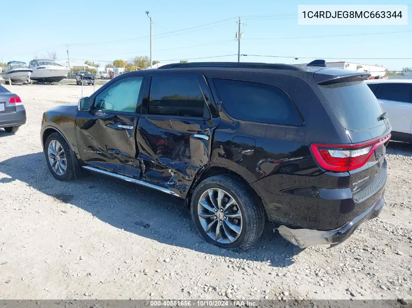 2021 Dodge Durango Citadel Awd VIN: 1C4RDJEG8MC663344 Lot: 40551656