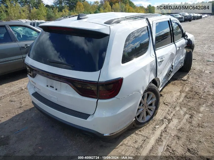 2021 Dodge Durango Sxt Plus Awd VIN: 1C4RDJAG5MC642084 Lot: 40562724