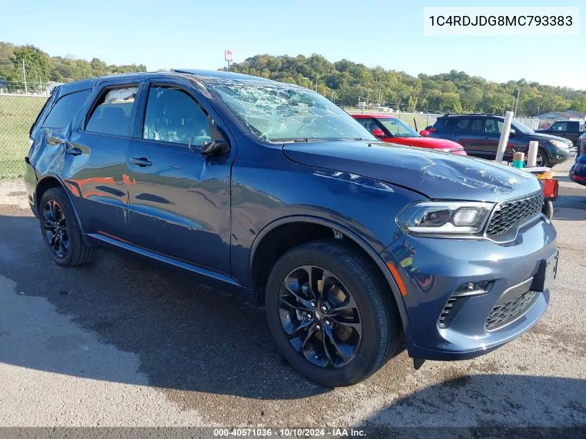 2021 Dodge Durango Gt Awd VIN: 1C4RDJDG8MC793383 Lot: 40571036