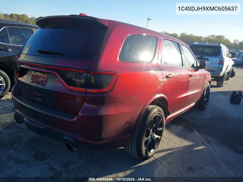 2021 Dodge Durango Srt Hellcat Awd VIN: 1C4SDJH9XMC605637 Lot: 40595546