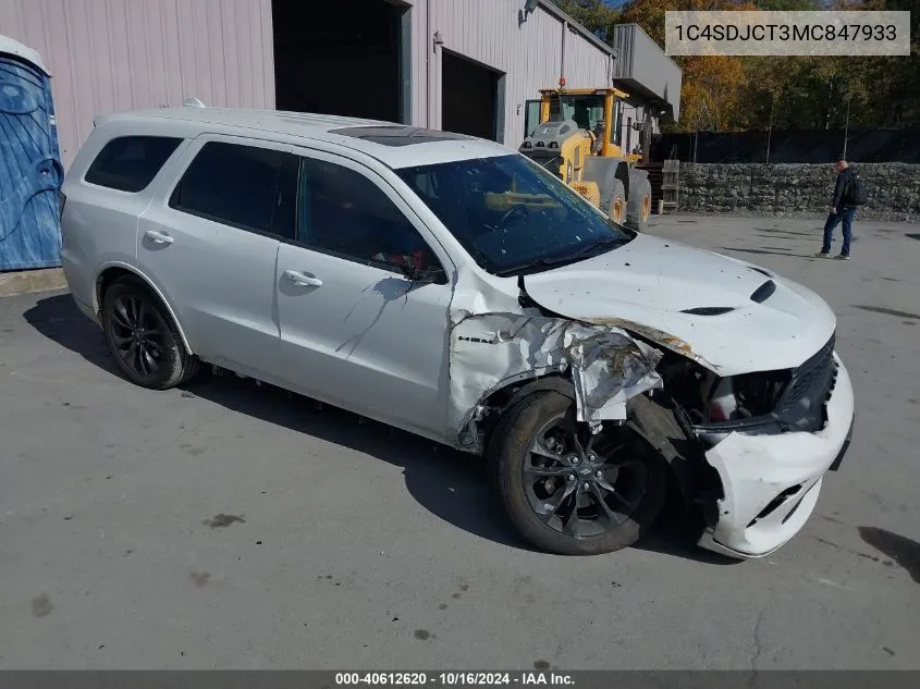 2021 Dodge Durango R/T Awd VIN: 1C4SDJCT3MC847933 Lot: 40612620