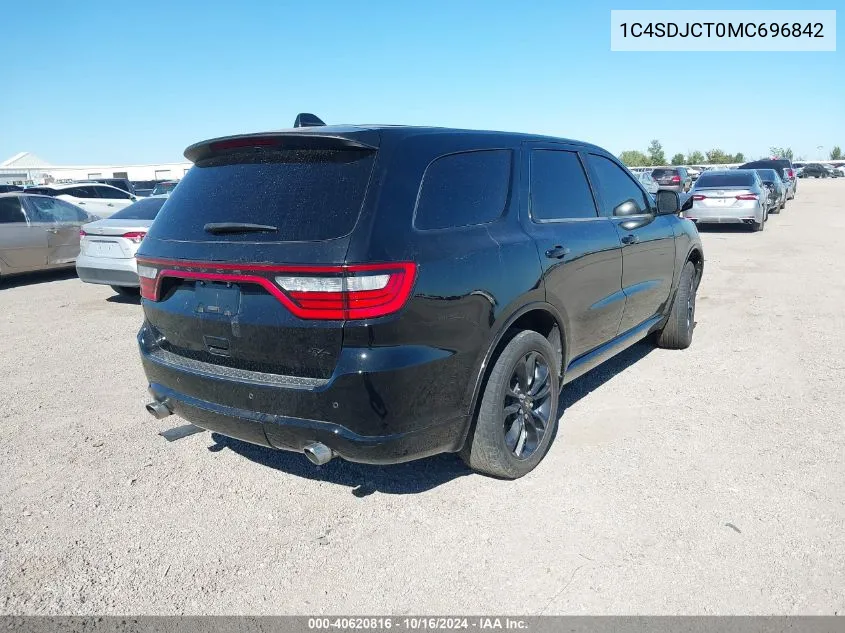 2021 Dodge Durango R/T Awd VIN: 1C4SDJCT0MC696842 Lot: 40620816