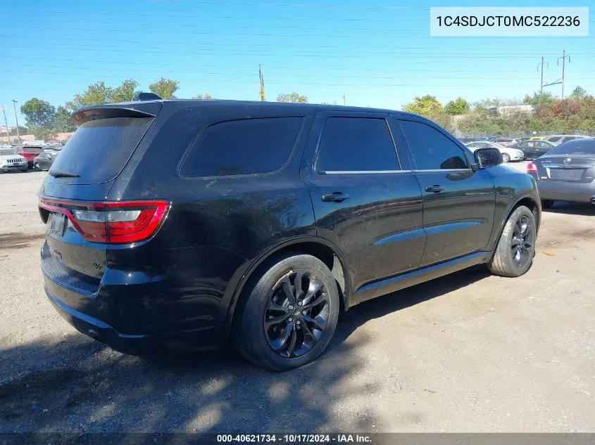 2021 Dodge Durango R/T Awd VIN: 1C4SDJCT0MC522236 Lot: 40621734