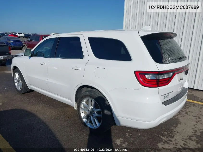 1C4RDHDG2MC607989 2021 Dodge Durango Gt Plus Rwd