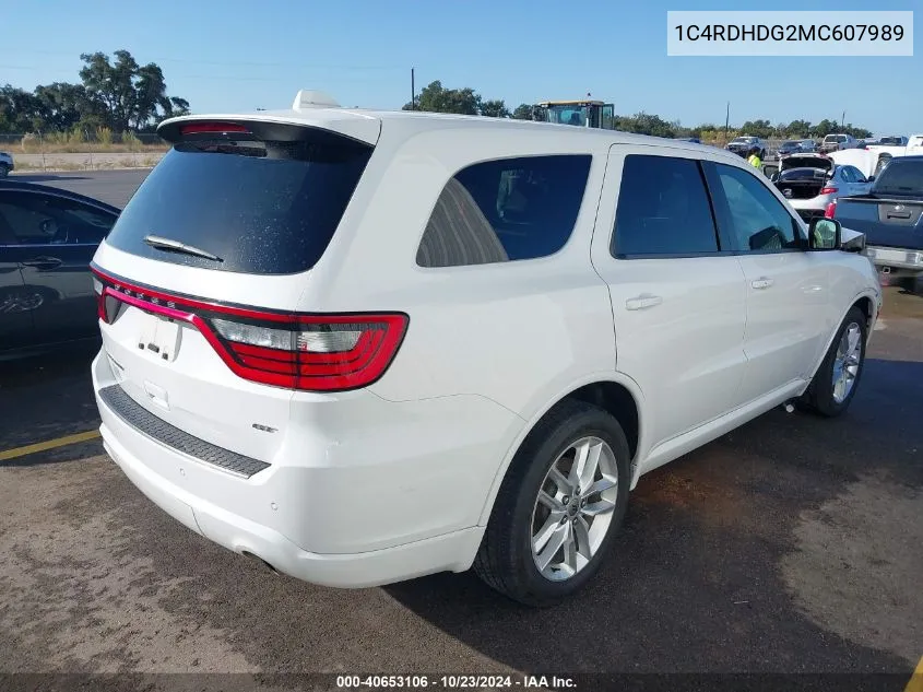 1C4RDHDG2MC607989 2021 Dodge Durango Gt Plus Rwd