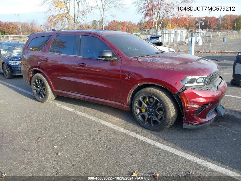 2021 Dodge Durango R/T VIN: 1C4SDJCT7MC579212 Lot: 40689022