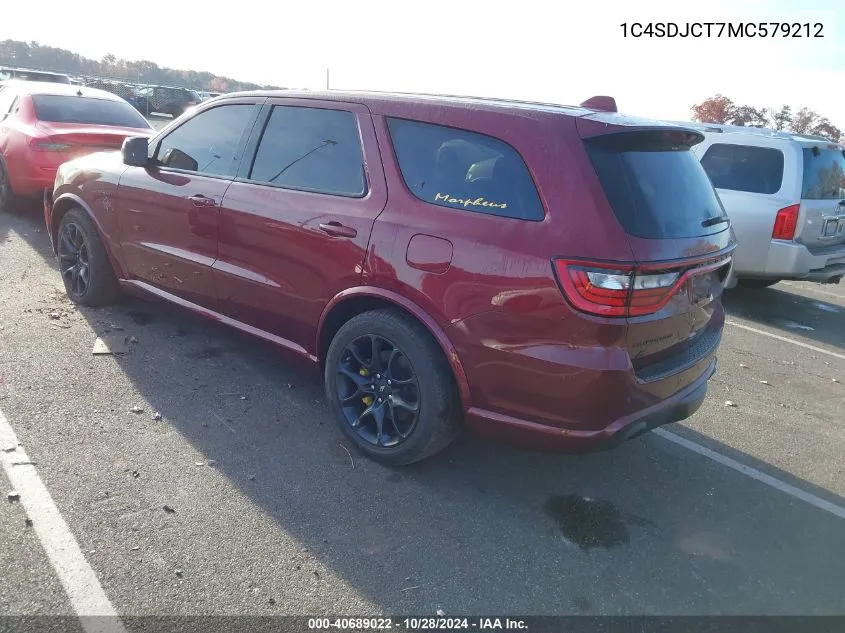 2021 Dodge Durango R/T VIN: 1C4SDJCT7MC579212 Lot: 40689022