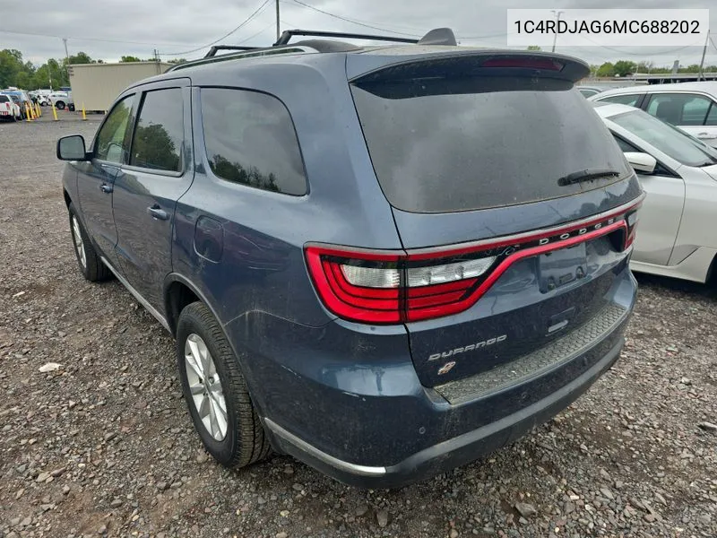 2021 Dodge Durango Sxt VIN: 1C4RDJAG6MC688202 Lot: 40718620