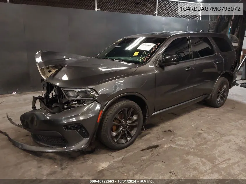 2021 Dodge Durango Sxt Plus Awd VIN: 1C4RDJAG7MC793072 Lot: 40722663