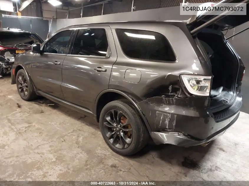 2021 Dodge Durango Sxt Plus Awd VIN: 1C4RDJAG7MC793072 Lot: 40722663