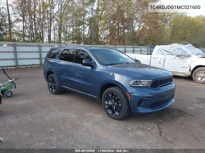 2021 Dodge Durango Gt VIN: 1C4RDJDG1MC521600 Lot: 40735452