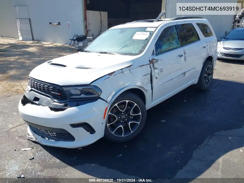 2021 Dodge Durango R/T Rwd VIN: 1C4SDHCT4MC693919 Lot: 40739820