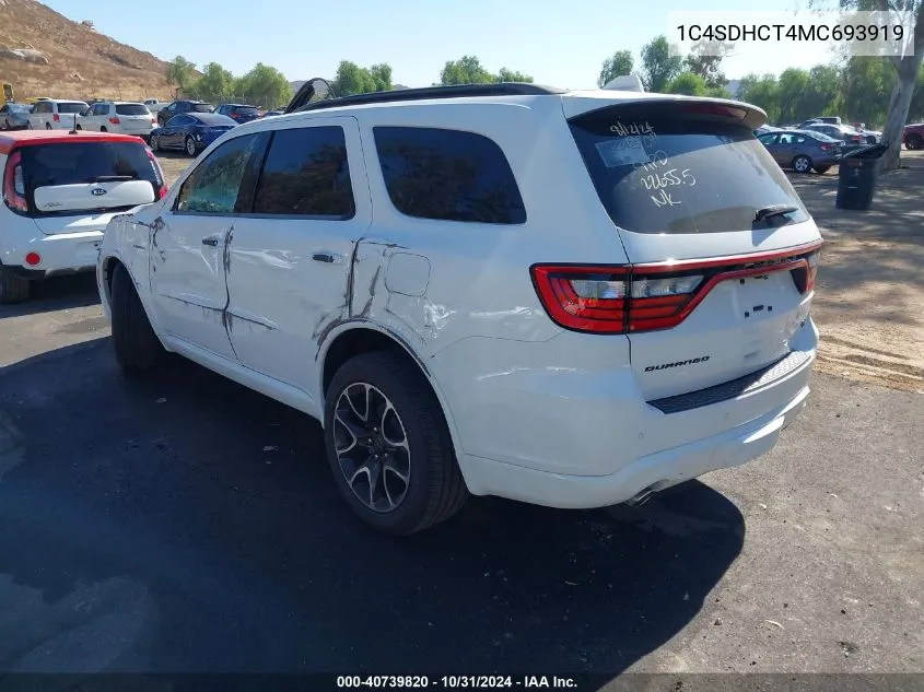 2021 Dodge Durango R/T Rwd VIN: 1C4SDHCT4MC693919 Lot: 40739820