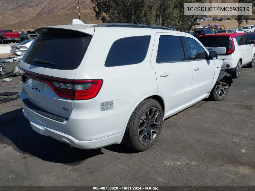 2021 Dodge Durango R/T Rwd VIN: 1C4SDHCT4MC693919 Lot: 40739820