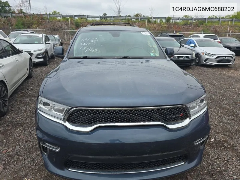 2021 Dodge Durango Sxt Plus Awd VIN: 1C4RDJAG6MC688202 Lot: 40750168