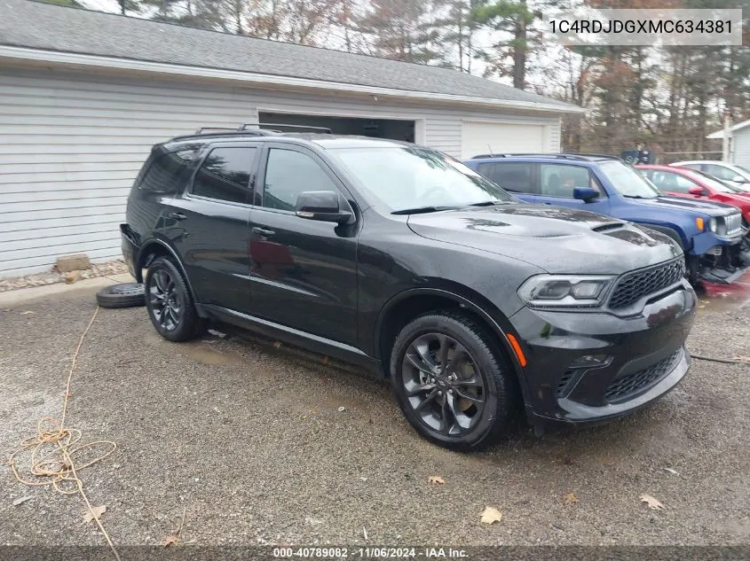 2021 Dodge Durango Gt Plus Awd VIN: 1C4RDJDGXMC634381 Lot: 40789082