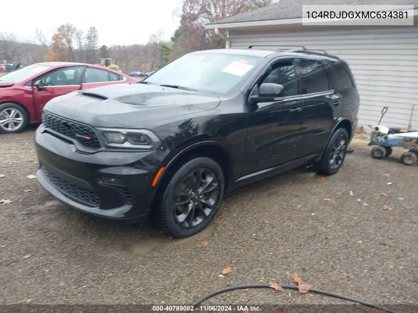 2021 Dodge Durango Gt Plus Awd VIN: 1C4RDJDGXMC634381 Lot: 40789082