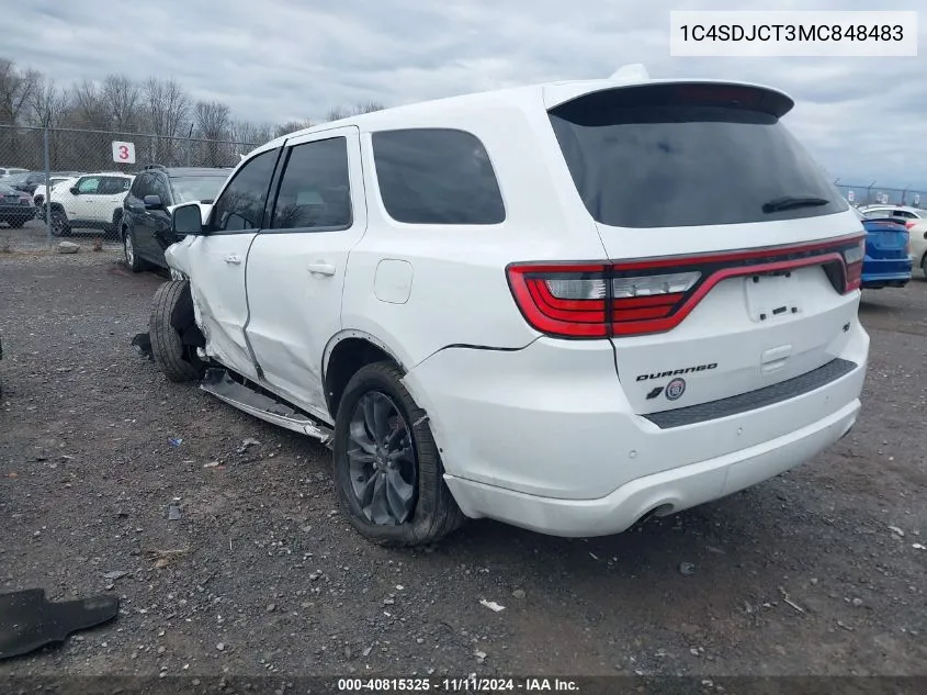 2021 Dodge Durango R/T VIN: 1C4SDJCT3MC848483 Lot: 40815325