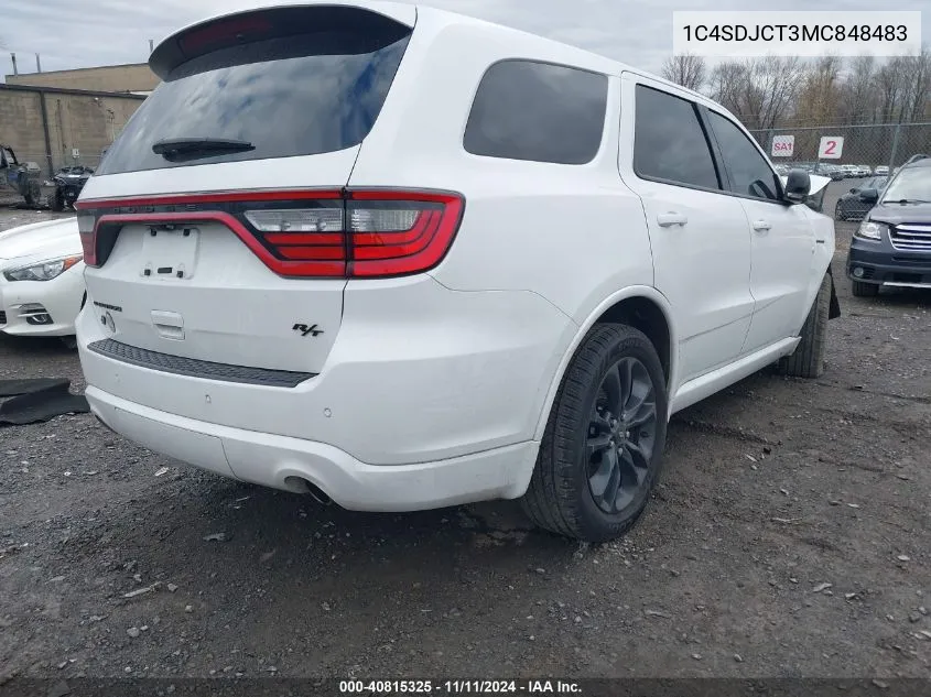 2021 Dodge Durango R/T VIN: 1C4SDJCT3MC848483 Lot: 40815325