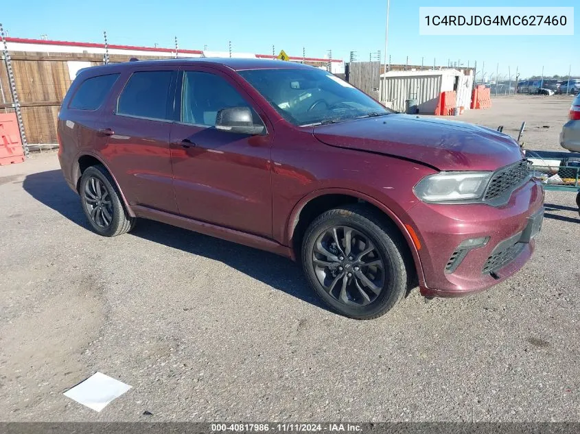 2021 Dodge Durango Gt Plus Awd VIN: 1C4RDJDG4MC627460 Lot: 40817986