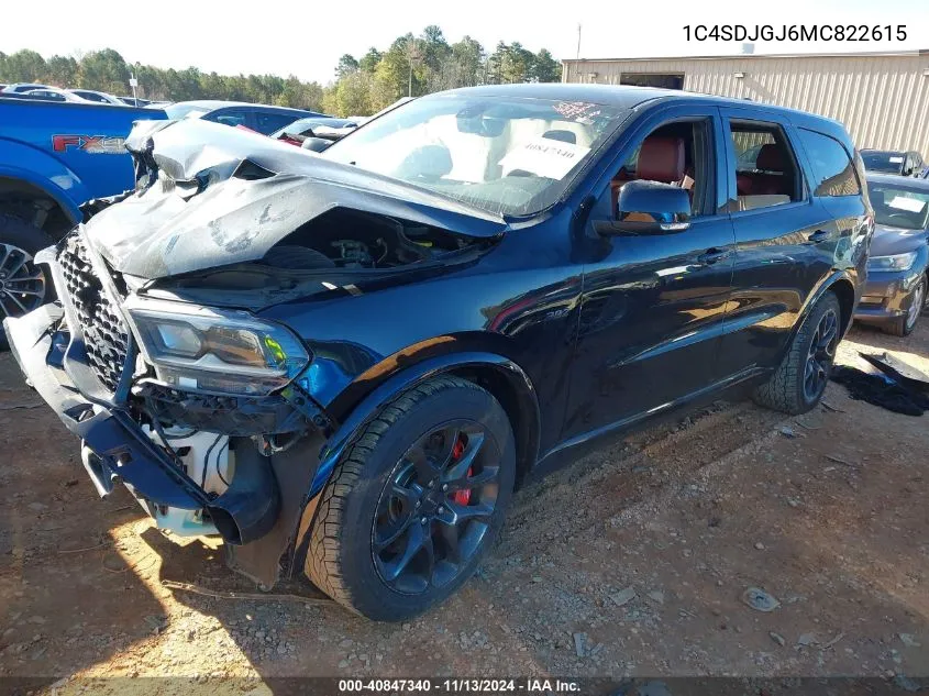 2021 Dodge Durango Srt 392 Awd VIN: 1C4SDJGJ6MC822615 Lot: 40847340