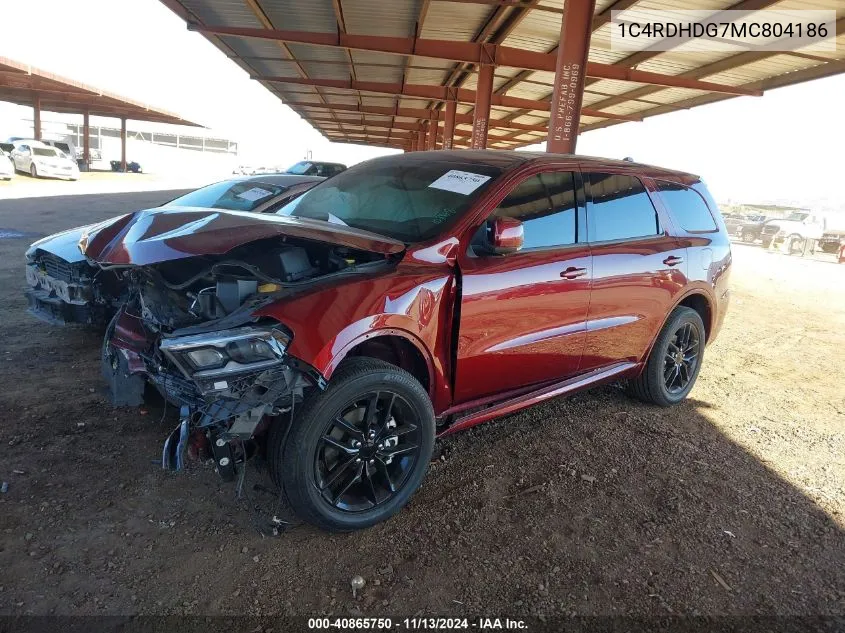 2021 Dodge Durango Gt Plus Rwd VIN: 1C4RDHDG7MC804186 Lot: 40865750