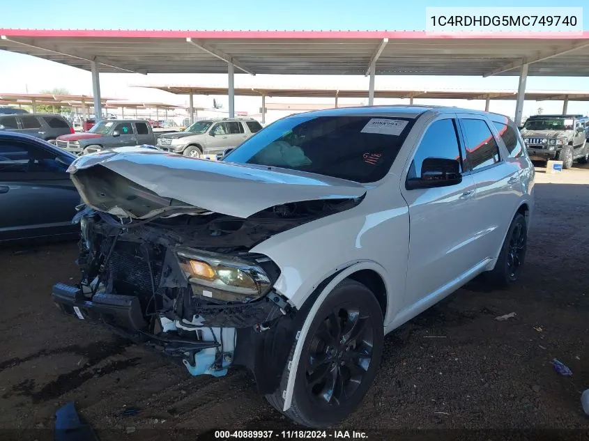 2021 Dodge Durango Gt Rwd VIN: 1C4RDHDG5MC749740 Lot: 40889937