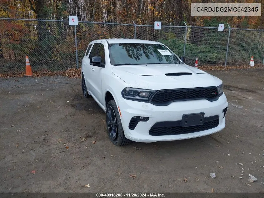 2021 Dodge Durango Gt Plus Awd VIN: 1C4RDJDG2MC642345 Lot: 40918205