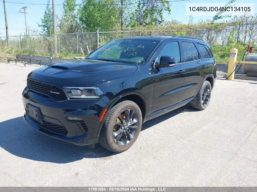 2022 Dodge Durango Gt VIN: 1C4RDJDG4NC134105 Lot: 11991694