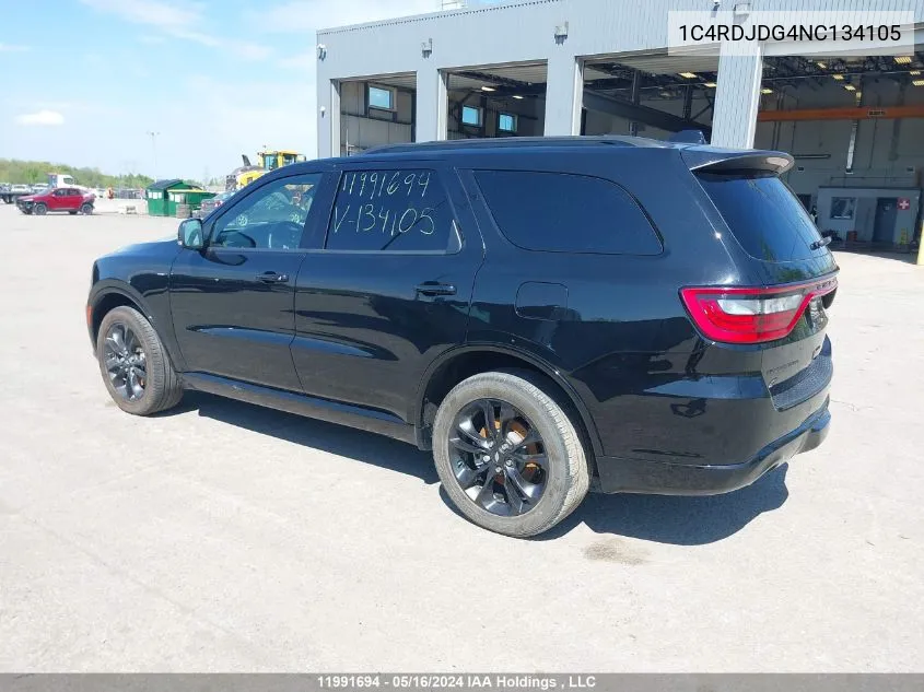 2022 Dodge Durango Gt VIN: 1C4RDJDG4NC134105 Lot: 11991694