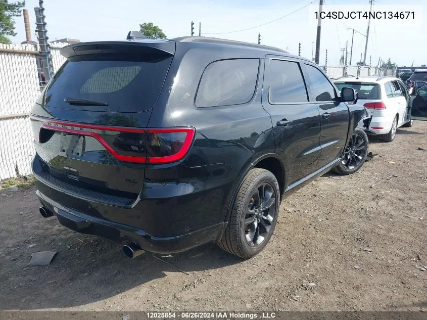 2022 Dodge Durango R/T VIN: 1C4SDJCT4NC134671 Lot: 12025854