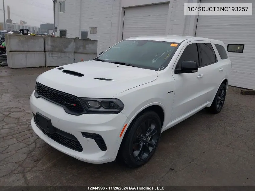 1C4SDJCT3NC193257 2022 Dodge Durango R/T