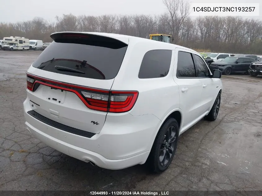 1C4SDJCT3NC193257 2022 Dodge Durango R/T