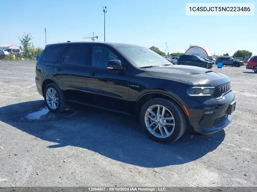 2022 Dodge Durango R/T VIN: 1C4SDJCT5NC223486 Lot: 12094507