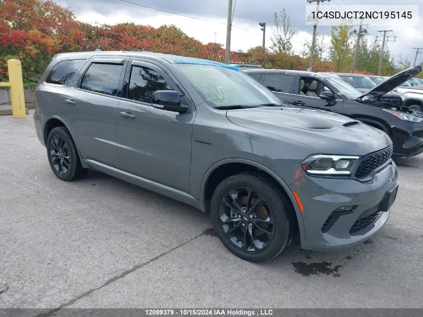 2022 Dodge Durango R/T VIN: 1C4SDJCT2NC195145 Lot: 12099379