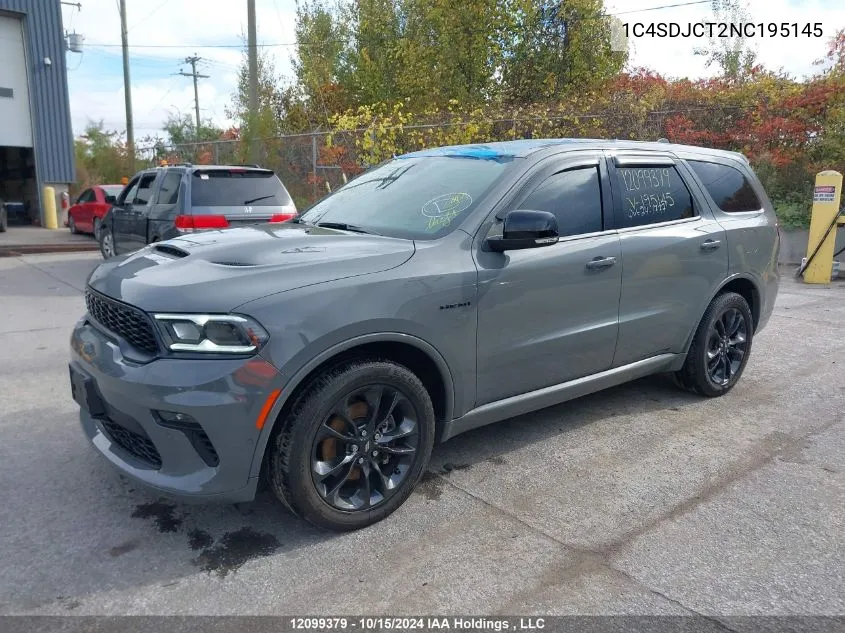 2022 Dodge Durango R/T VIN: 1C4SDJCT2NC195145 Lot: 12099379