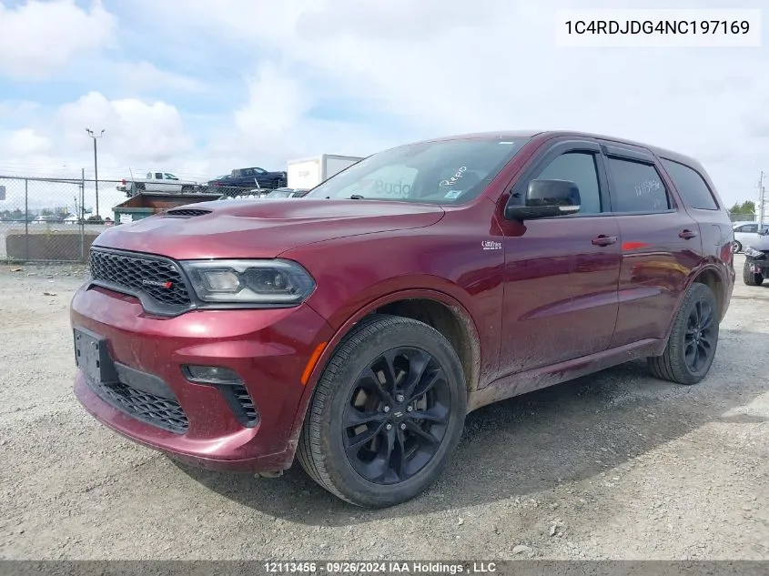 2022 Dodge Durango Gt VIN: 1C4RDJDG4NC197169 Lot: 12113456