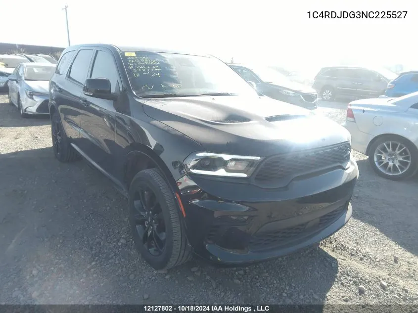 2022 Dodge Durango Gt VIN: 1C4RDJDG3NC225527 Lot: 12127802