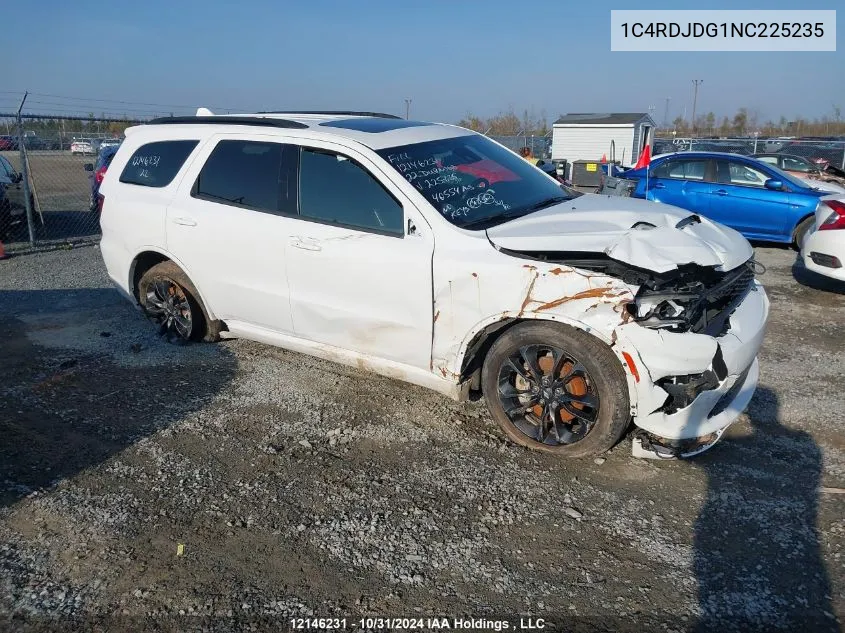 2022 Dodge Durango Gt VIN: 1C4RDJDG1NC225235 Lot: 12146231