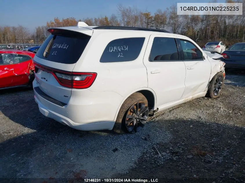 2022 Dodge Durango Gt VIN: 1C4RDJDG1NC225235 Lot: 12146231