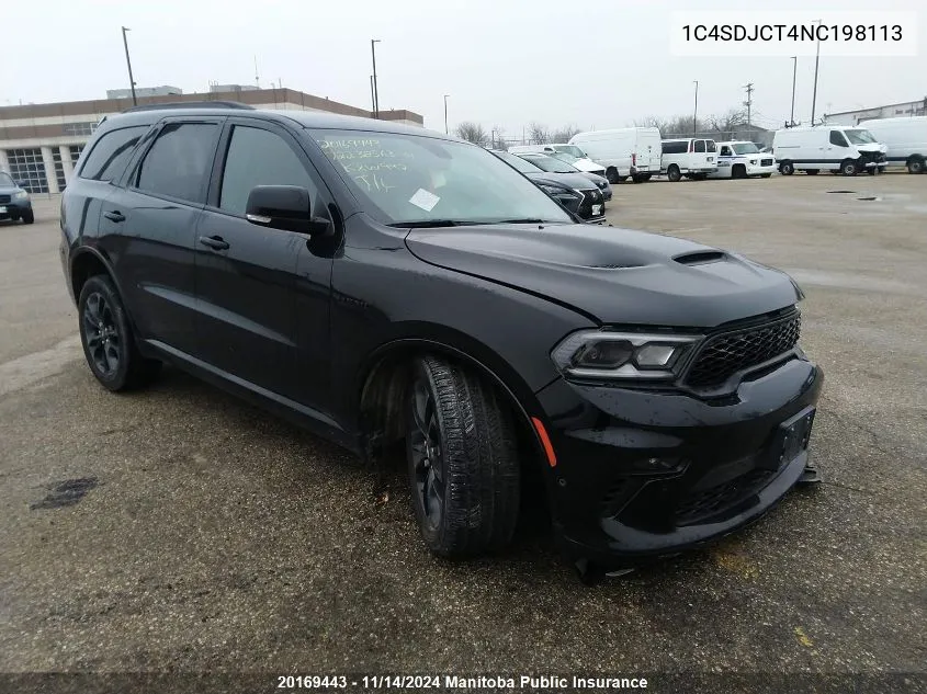 2022 Dodge Durango R/T VIN: 1C4SDJCT4NC198113 Lot: 20169443