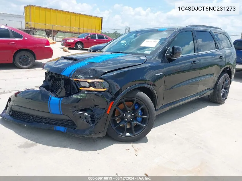 2022 Dodge Durango R/T Awd VIN: 1C4SDJCT6NC231273 Lot: 39616819