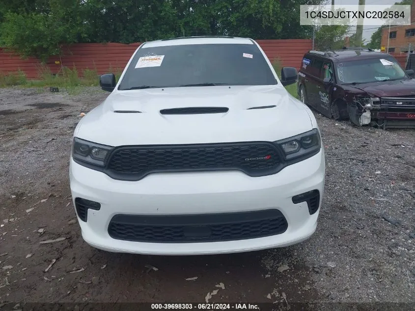 2022 Dodge Durango R/T Plus Awd VIN: 1C4SDJCTXNC202584 Lot: 39698303