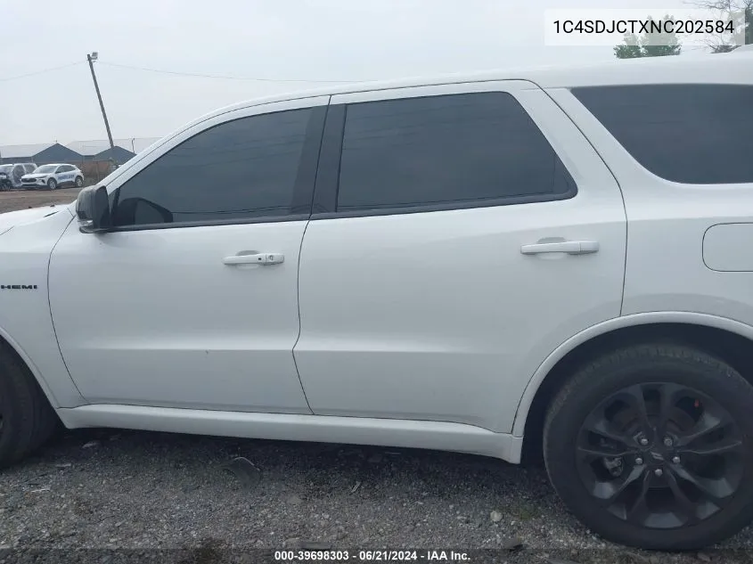 2022 Dodge Durango R/T Plus Awd VIN: 1C4SDJCTXNC202584 Lot: 39698303