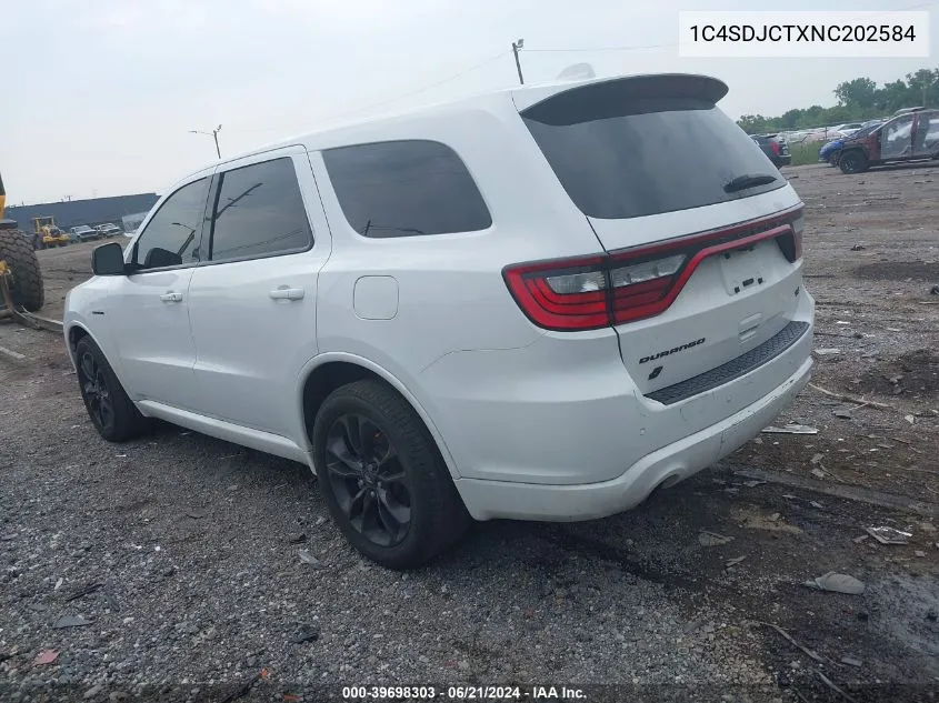 2022 Dodge Durango R/T Plus Awd VIN: 1C4SDJCTXNC202584 Lot: 39698303