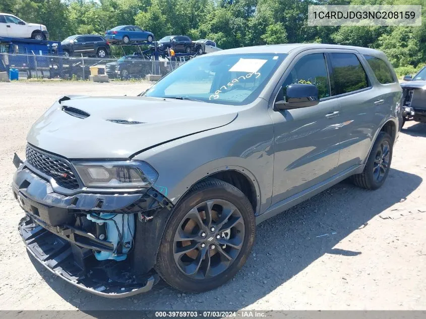 2022 Dodge Durango Gt Awd VIN: 1C4RDJDG3NC208159 Lot: 39759703