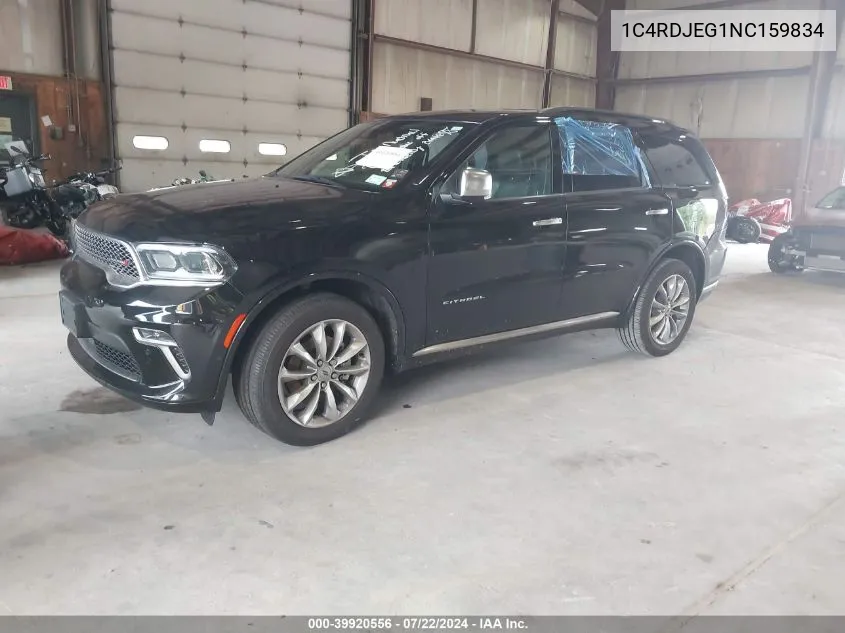 2022 Dodge Durango Citadel Awd VIN: 1C4RDJEG1NC159834 Lot: 39920556