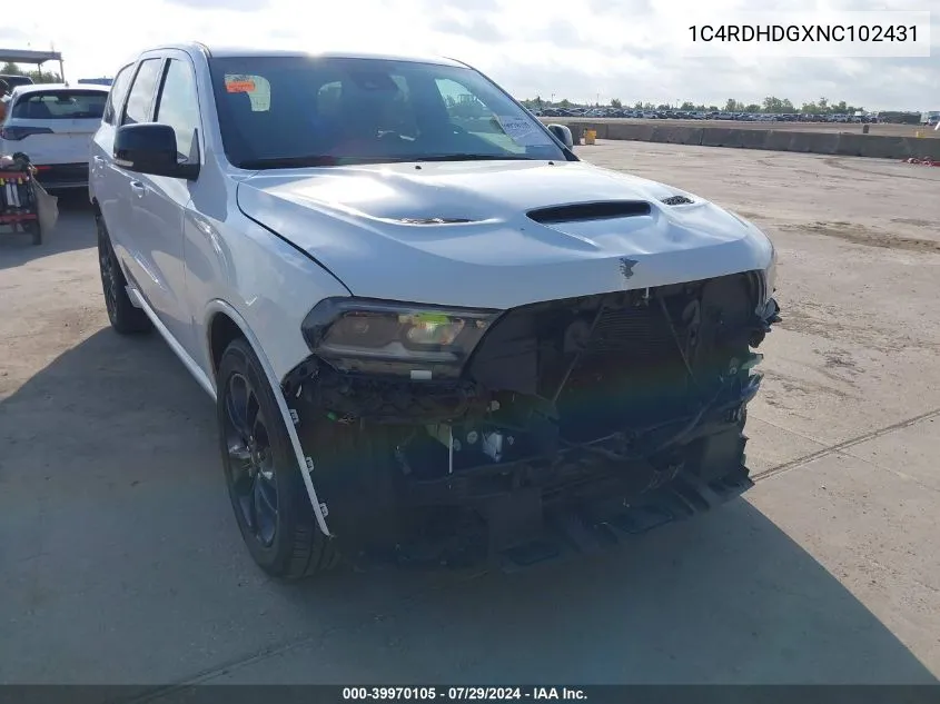 2022 Dodge Durango Gt Plus Rwd VIN: 1C4RDHDGXNC102431 Lot: 39970105