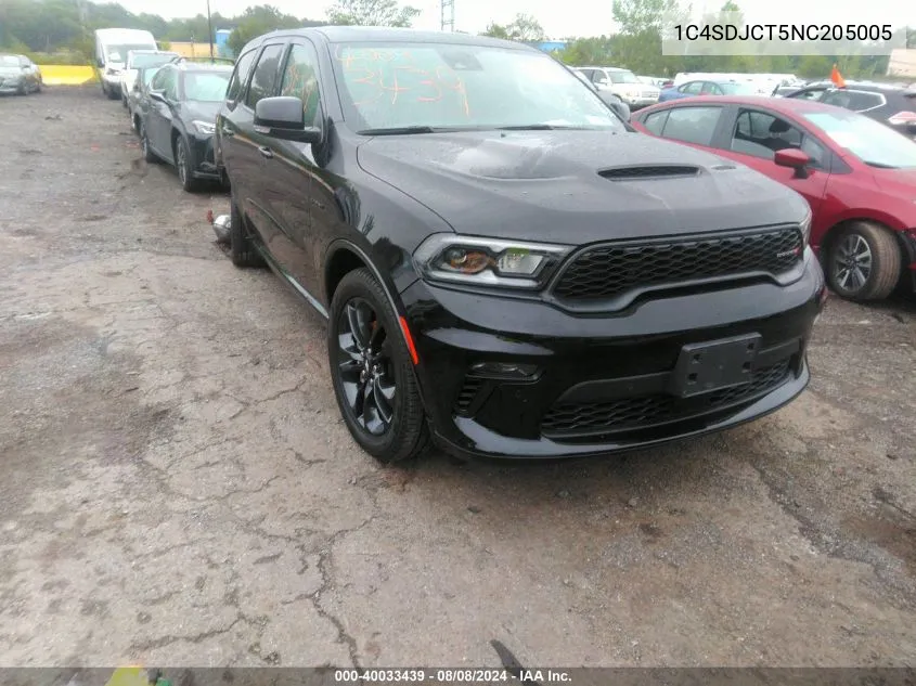 2022 Dodge Durango R/T Plus Awd VIN: 1C4SDJCT5NC205005 Lot: 40033439